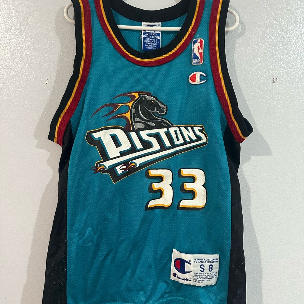 Champion Teal and Black Pistons Kids Jersey